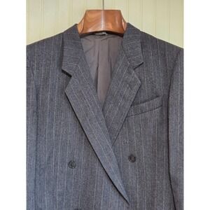 Lanerossi Suit Jacket Mens Large Gray Pinstripe Double Breasted Made In Italy‎